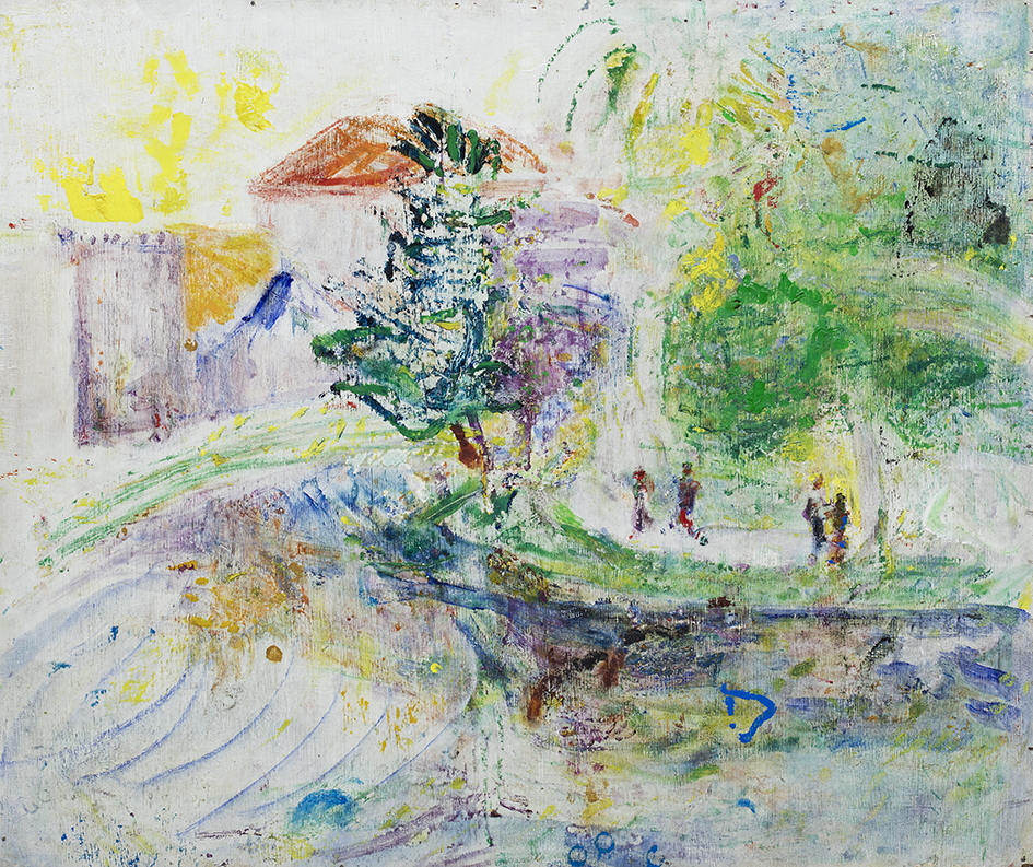 Gracht met wandelaars (voetpad)