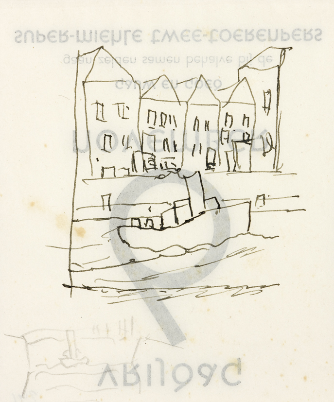 Huizen aan kade en bootjes (SC-753)