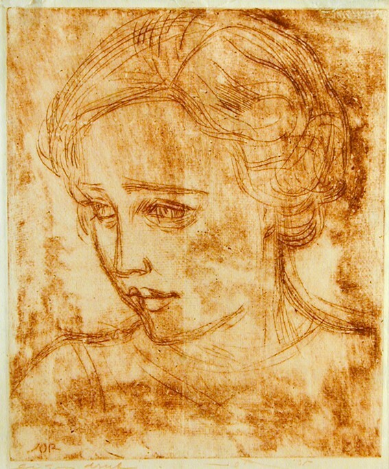 Jonge vrouw à trois quarts