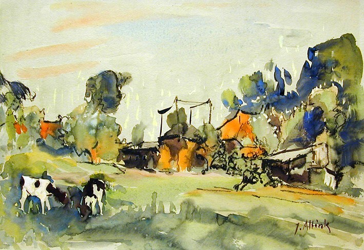 Kalveren op een boerenerf