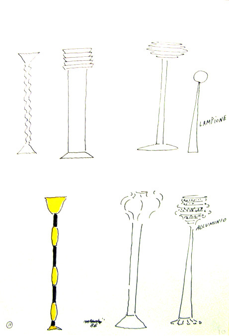 Lampione alluminio (uit serie ontwerpschetsen voor de Lampada di Milo)