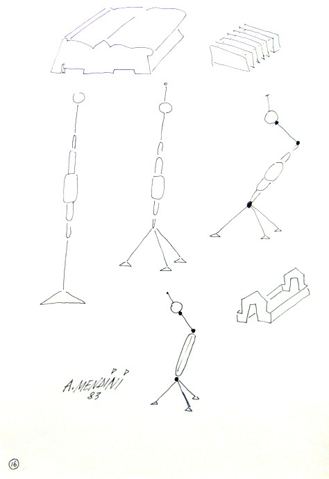 Antropomorf (uit serie ontwerpschetsen voor de Lampada di Milo)