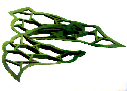 Ontwerp Stella paviljoen, Groninger Museum: S-E view - isometric - roof beams