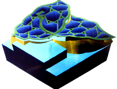 Ontwerp Stella paviljoen, Groninger Museum: S-W view - isometric - complete museum