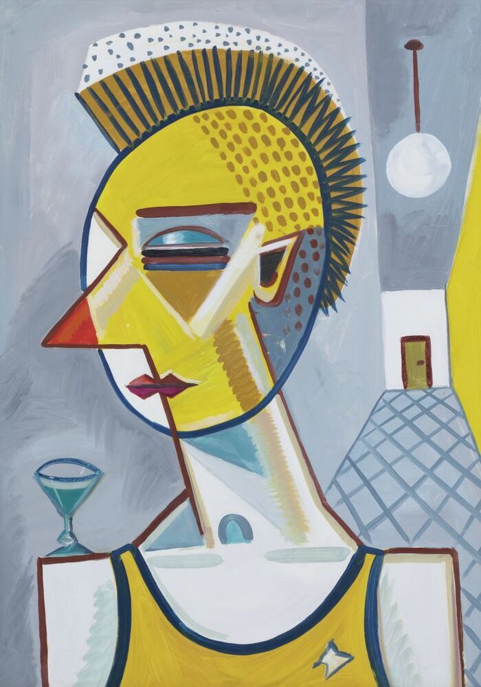 Vier Düsseldorfer Punkmädchen auf Kubistischer Art und Weise Handgemalt