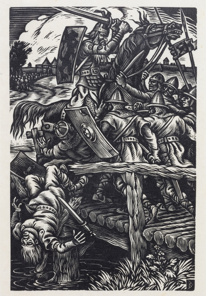 Koning Herialt verdedigt de brug