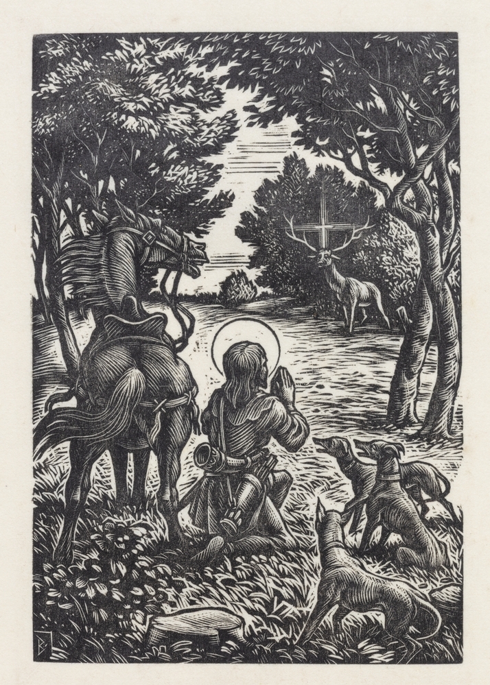 St. Hubertus ziet het hert