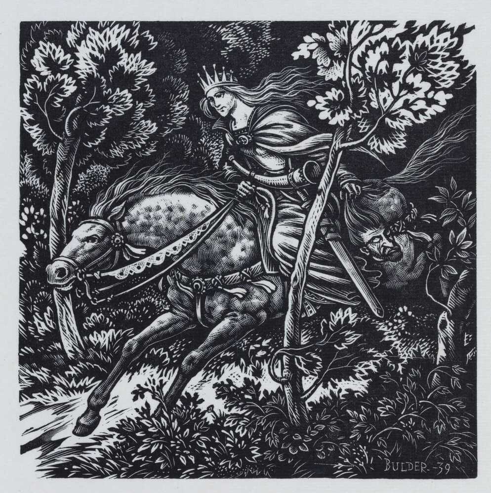 Gerda rijdt in triomph naar haar kasteel met Halewijns hoofd