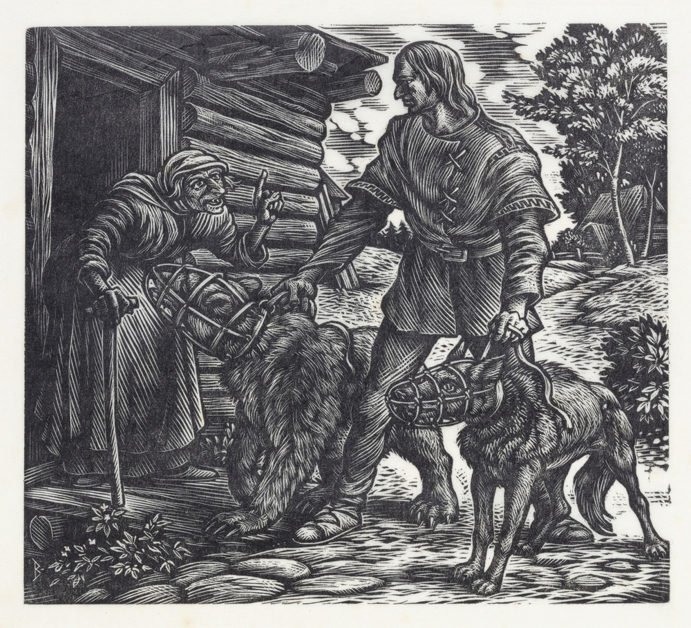 Ilmarinen heeft wolf en beer voor Louhi gevangen