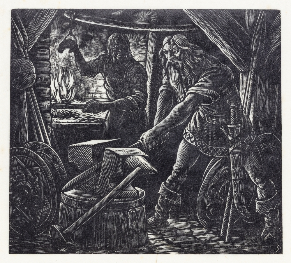 Wäinö doorklieft het aambeeld