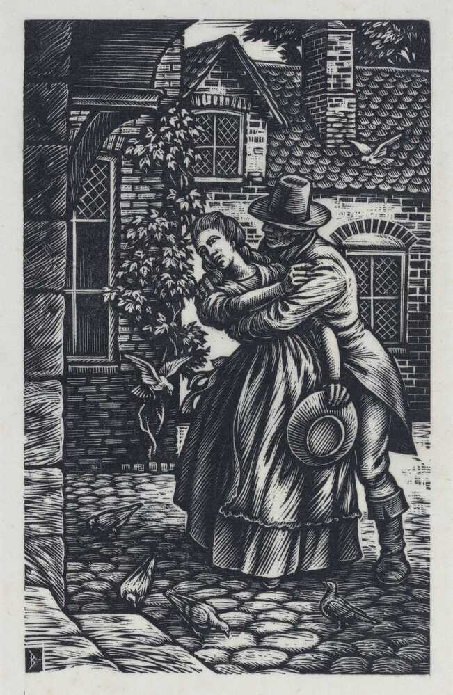 daar had de schurk te brutaliteit haar te omhelzen