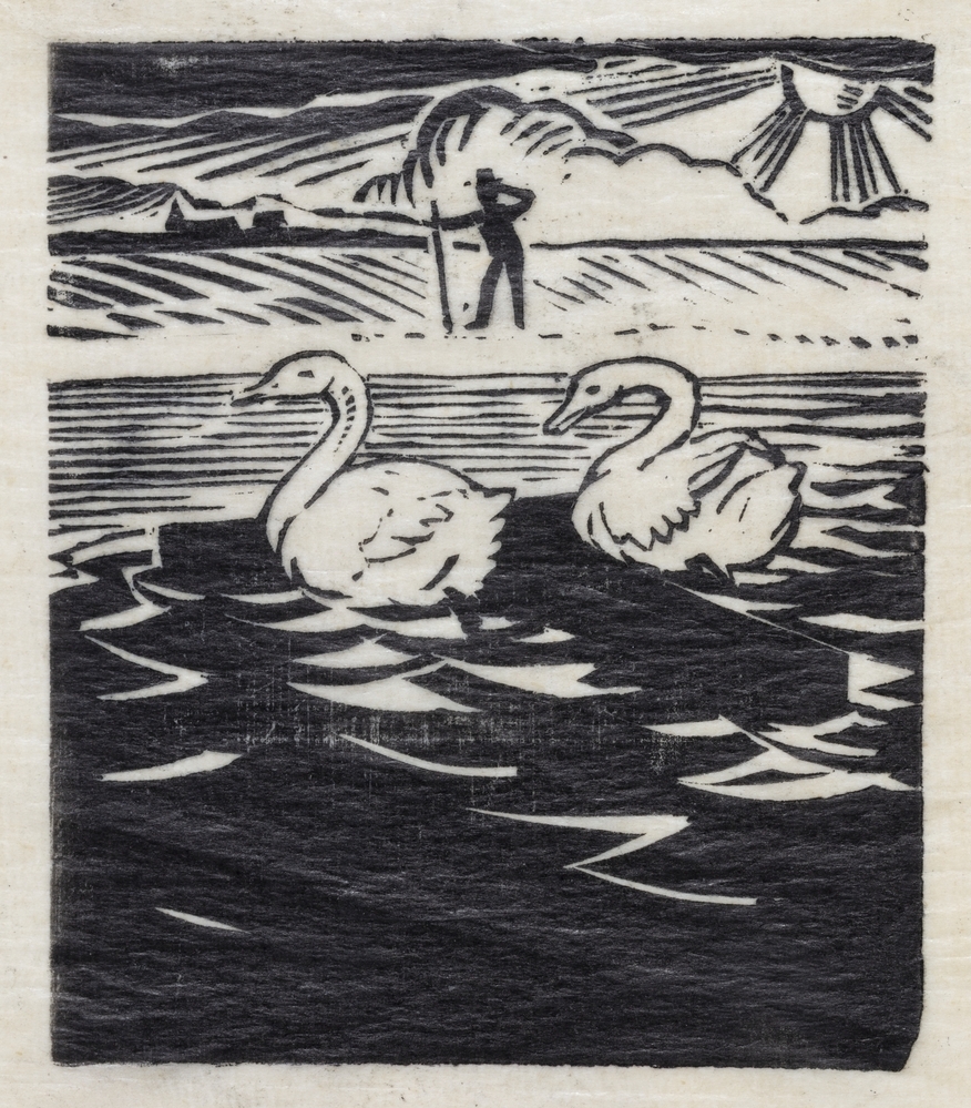 De zwanen brengen het kruis