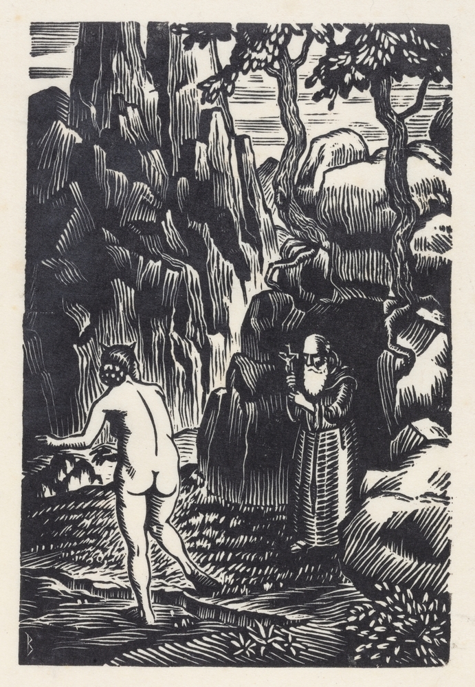 De kluizenaar hield haar het kruis