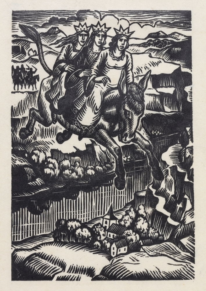 De ezel met de drie zusters springt over de kloof