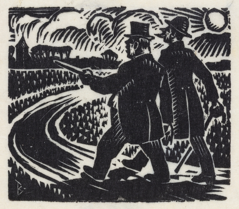 Twee dorpelingen op de wandeling