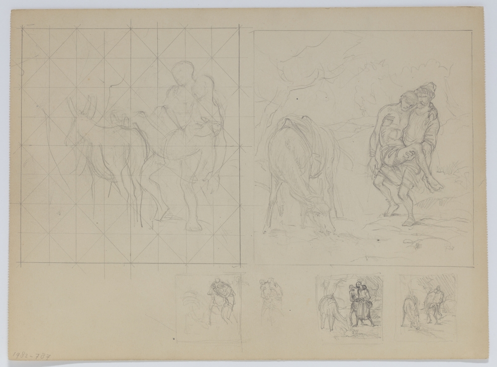 Studieblad De barmhartige Samaritaan, Ruiters van de Apocalypse, Emmaüsgangers, Kruiswegstatie