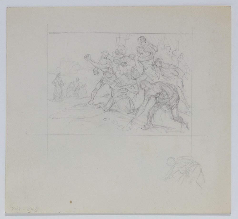 Studie Steniging van Stephanus en Ex-libris R. Doornbos, e.a.