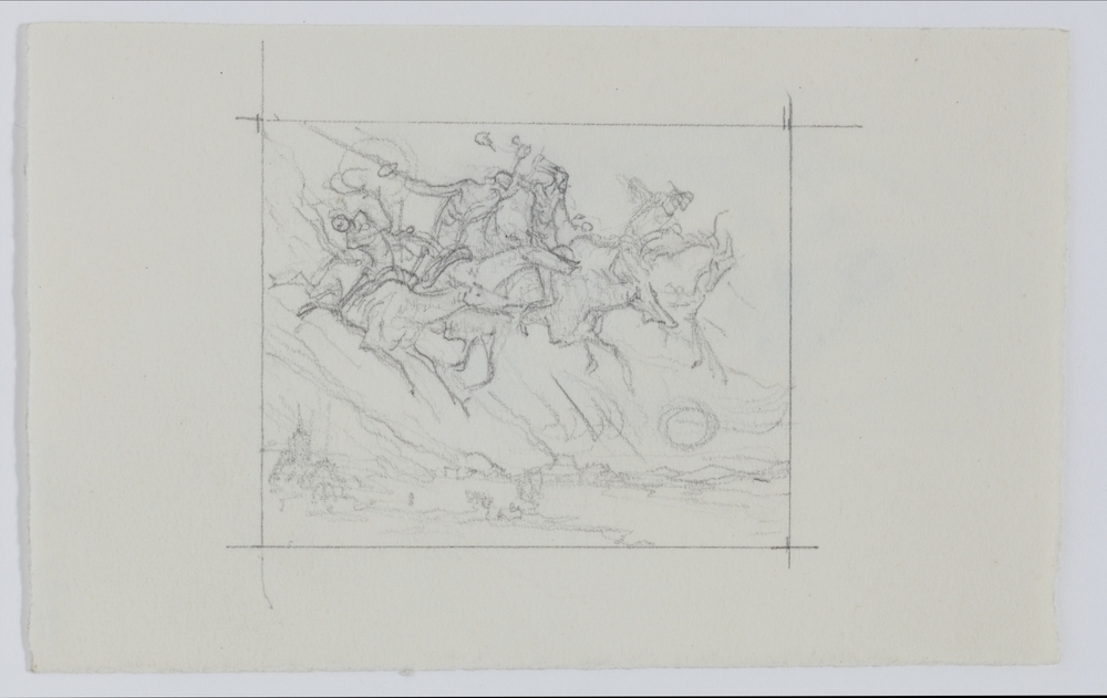 Studieblad Ruiters van de Apocalypse en Ex-libris Frantz van Dorpe (?)