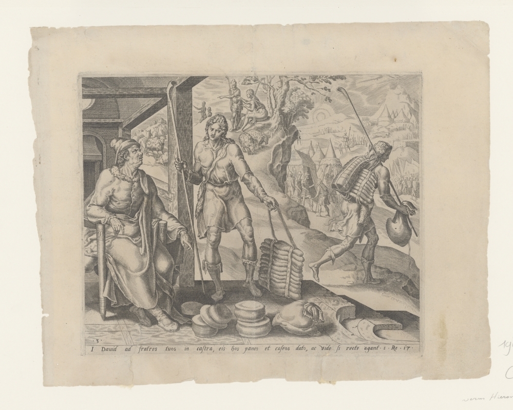 Isaï stuurt David naar de legerplaats