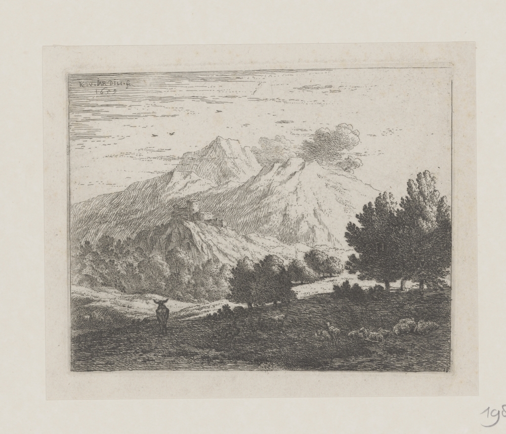 Landschap met vier bergen