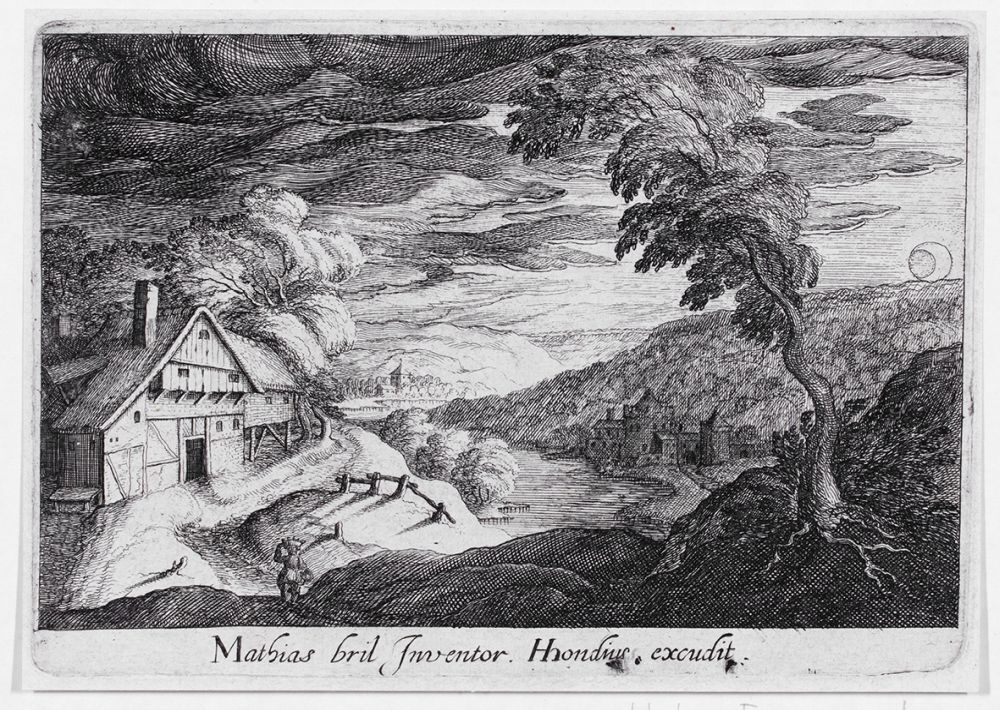 Landschap bij nacht (serie Topographia Variarum Regionum)