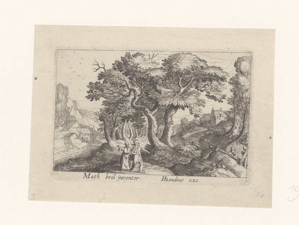 Landschap met boerenpaar op de voorgrond (serie Topographia Variarum Regionum)