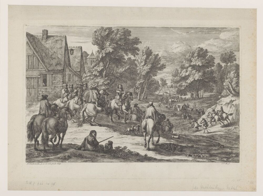 Soldaten aan de rand van een dorp