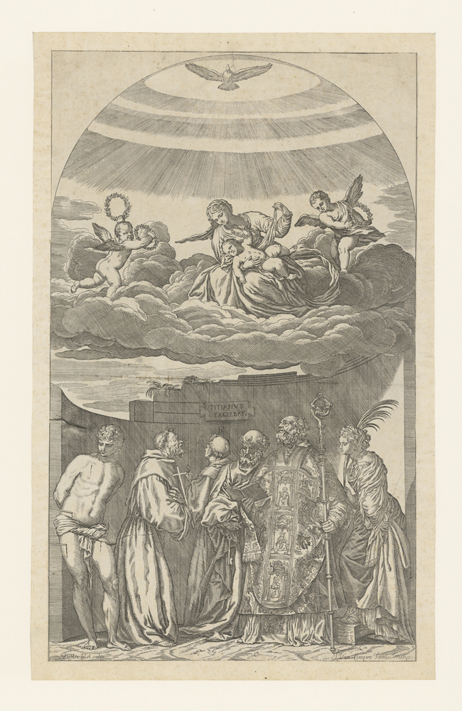 Maria met kind op wolken en heiligen