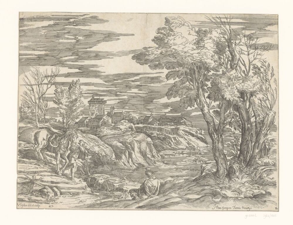 Rivierlandschap met paard aan leidsels (serie Opera Selectiora)