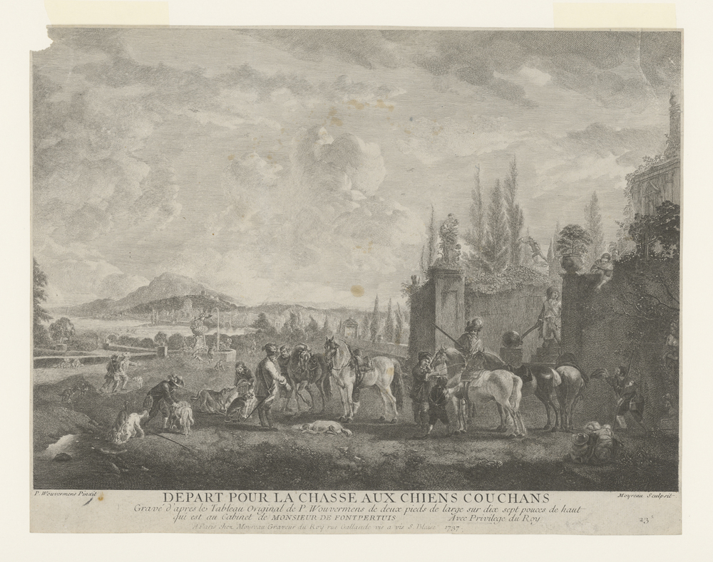 Depart pour la chasse aux chiens couchans (serie Oeuvres de Philippe Wouwermens Hollandois)