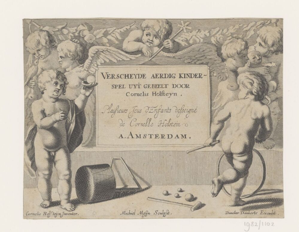 Kind met een bal en een kind met een hoepel (titelblad uit serie B: Spelende kinderen)