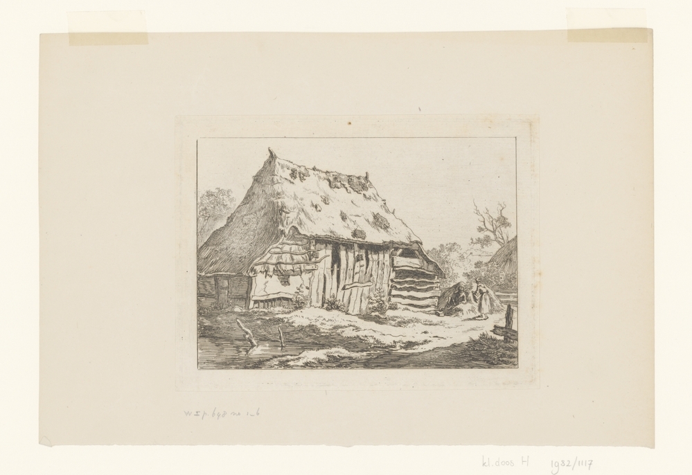 Landschap met oude schuur