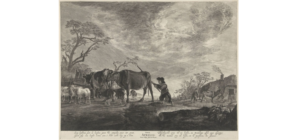 Landschap met een veedrijver: de maand april en het seizoen lente (serie Landschappen met de maanden, elementen en seizoenen)