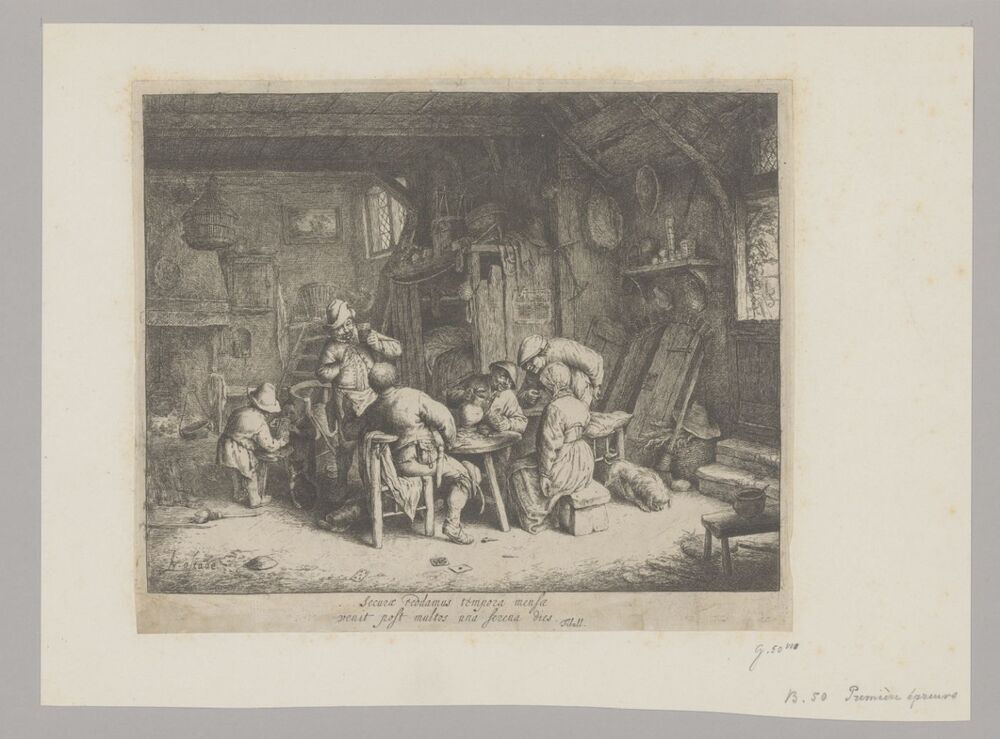 Boeren eten en drinken in een herberg