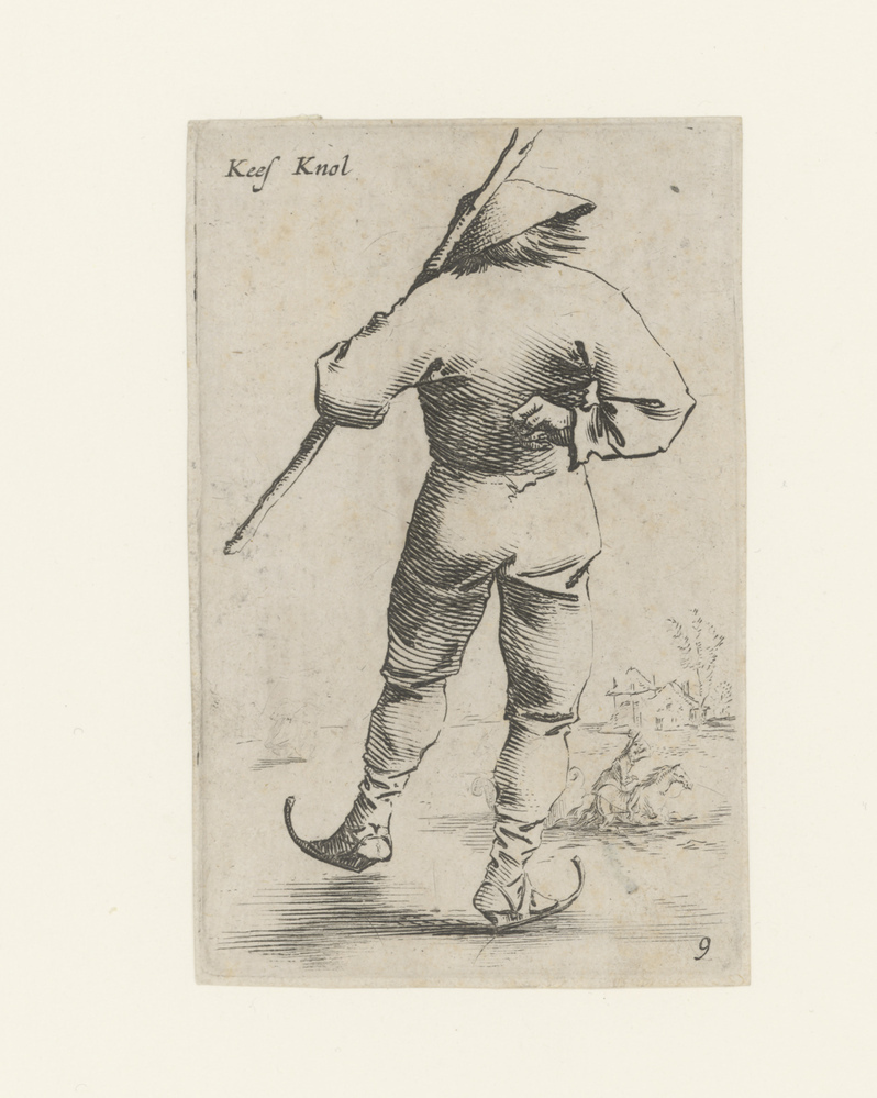 Schaatsende man, van achter gezien