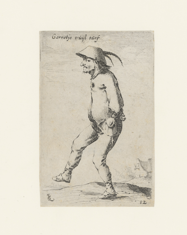 Man met handen op de rug, gezien en profil