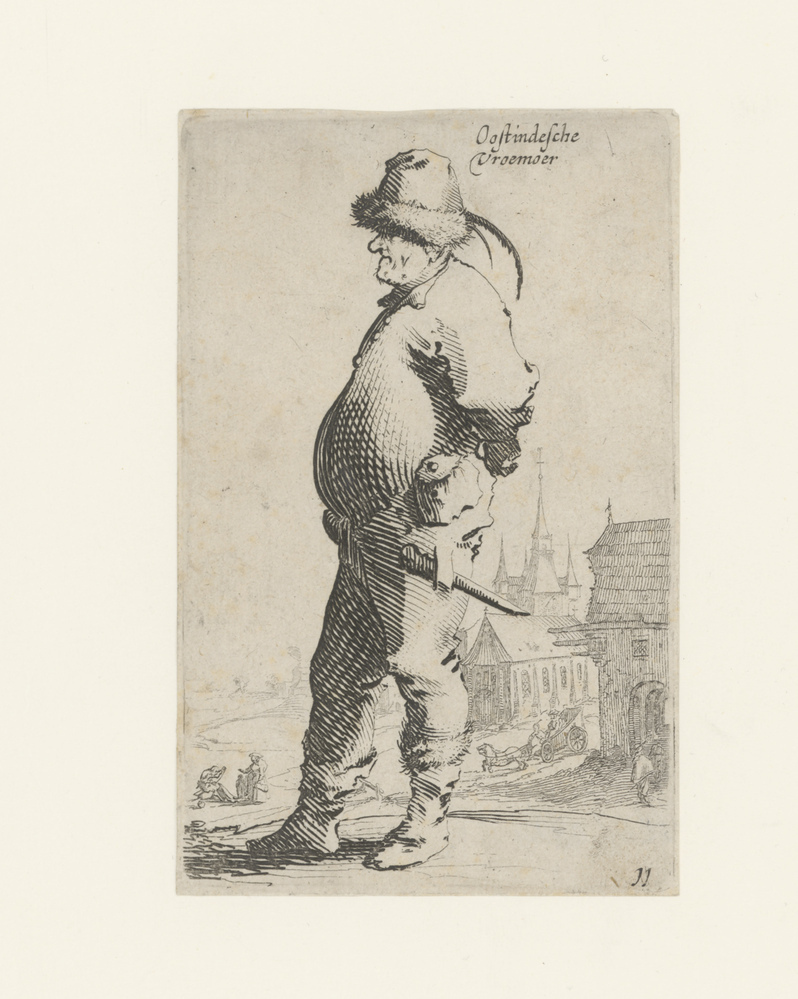 Man met handen op de rug, gezien en profil