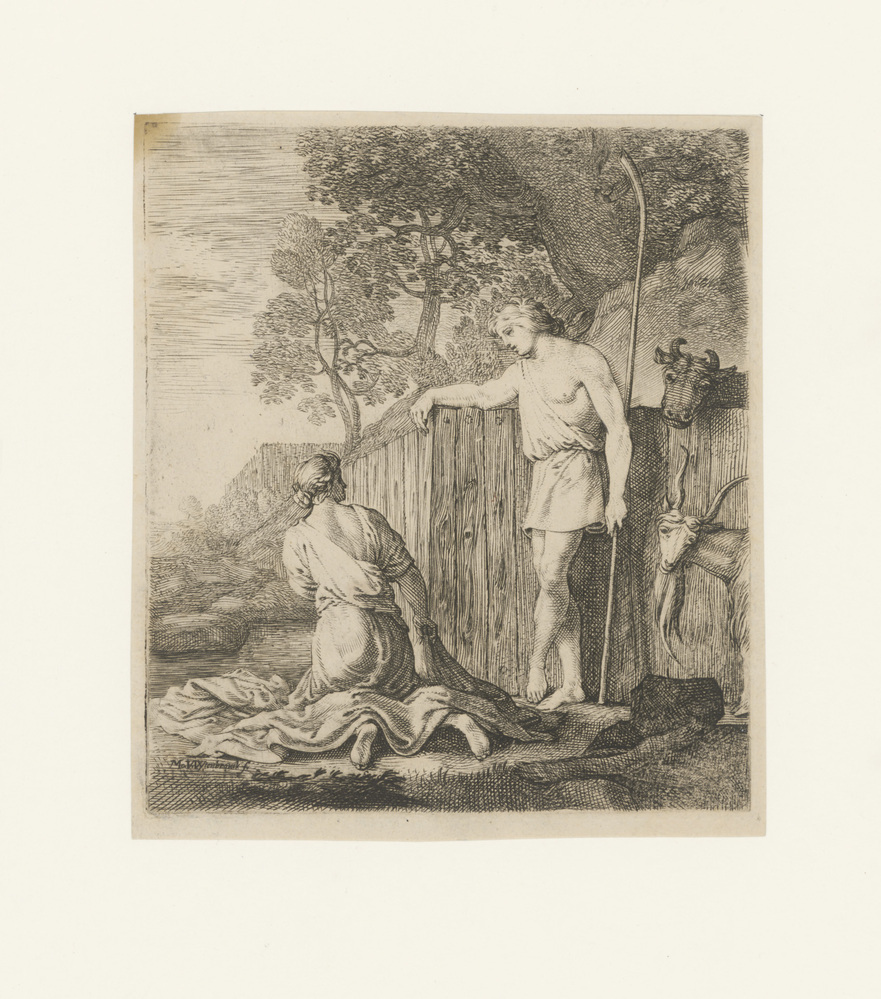 La femme à genoux près du berger