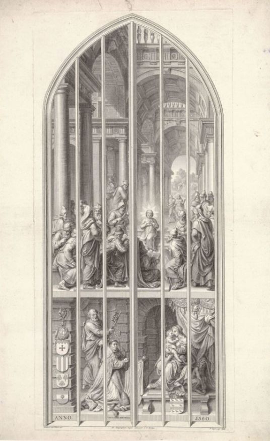 Glasraam 13 in de Sint-Janskerk te Gouda: De twaalfjarige Christus in de tempel (serie Goudse glazen)