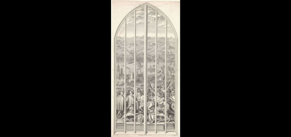 Glasraam 25 in de Sint-Janskerk te Gouda: Het ontzet van Leiden
(serie Goudse glazen)