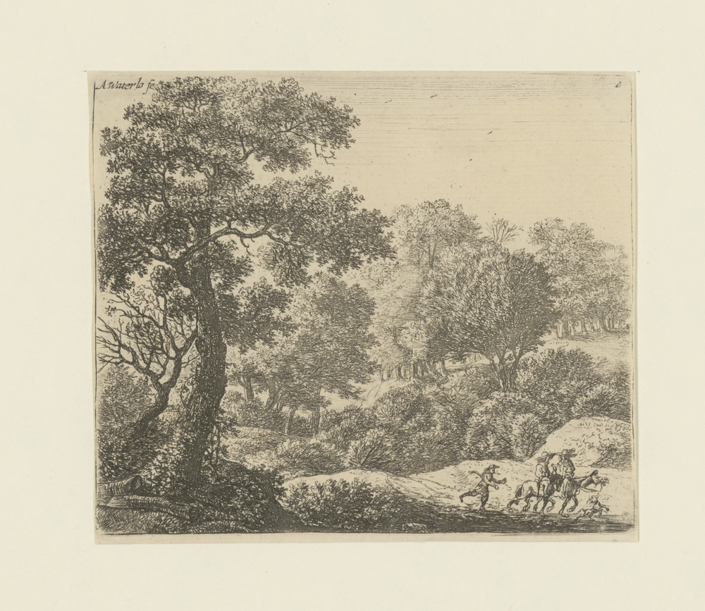 Links boven, rechts figuurtjes o.a. te paard