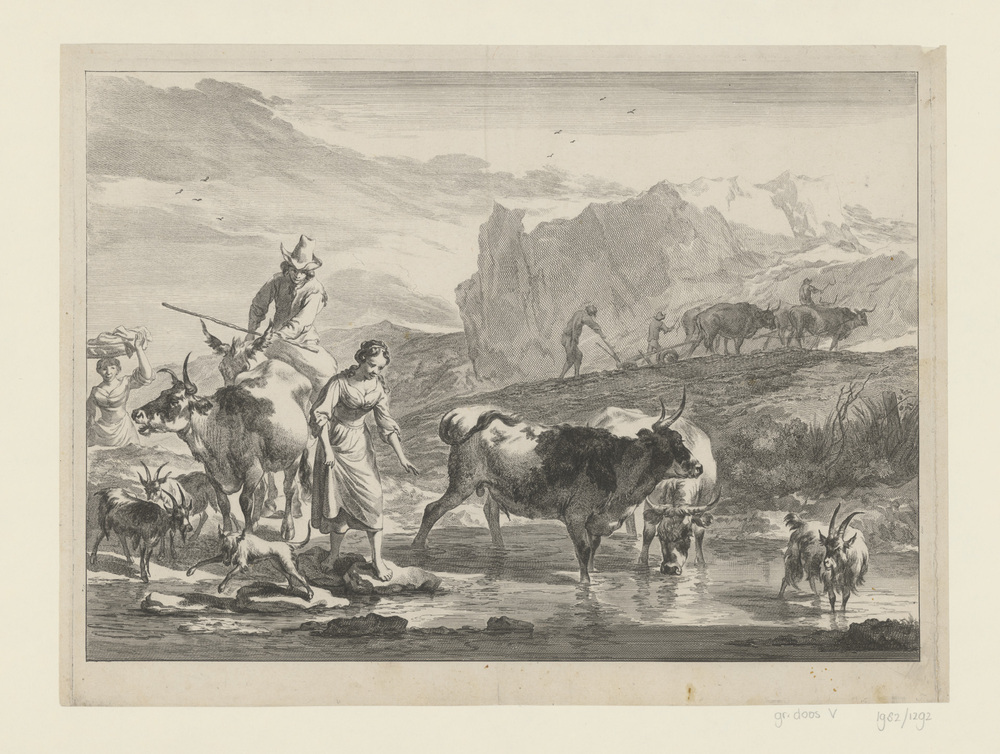 Jonge vrouw die over een beekje wil springen