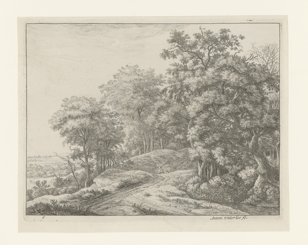 Boslandschap met twee figuren