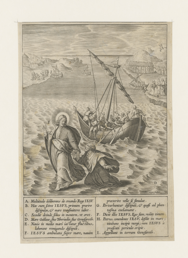 Christus loopt over het water