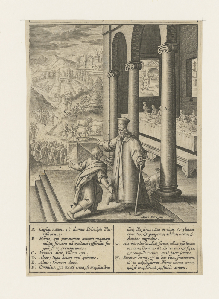 De koning laat zijn dienaren gasten uitnodigen voor het bruiloftsfeest