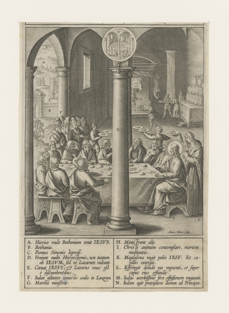 Christus aan de maaltijd in het huis van Simon in Betanië