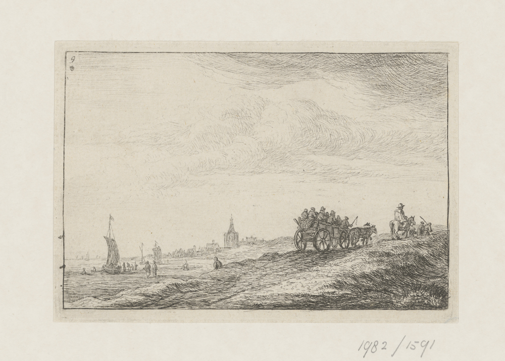 Een boerenkar op weg naar Scheveningen (nr 9 uit 12-delige serie)