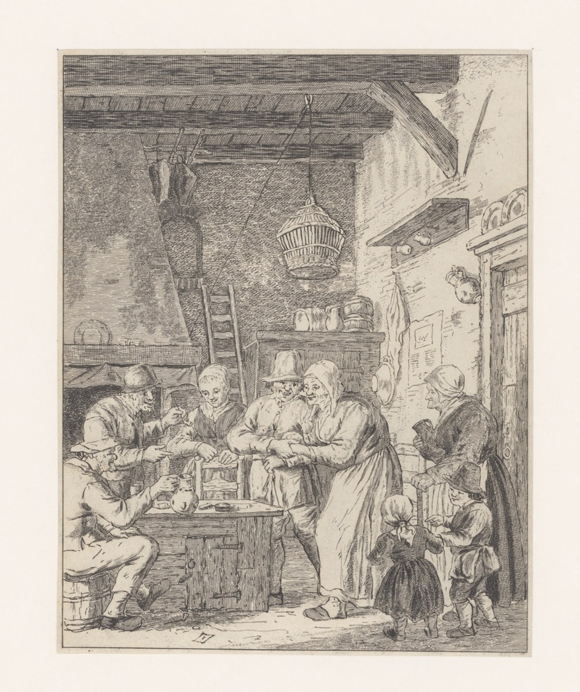 Vrolijk gezelschap in een interieur