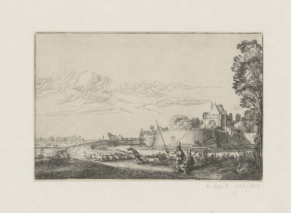 Hollands landschap met figuren (uit serie)