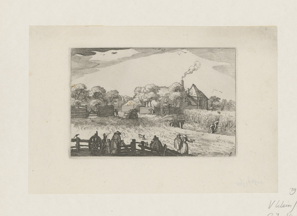 Landschap met boerderij en korenveld